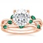 14KR Moissanite Willow Bridal Set With Lab Emerald Accents, smalltop view