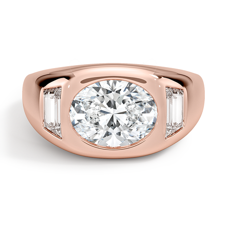 14K Rose Gold Sloane Three Stone Trapezoid Dome Diamond Ring (1/2 ct. tw.)