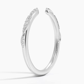 Camellia Milgrain Diamond Open Ring in Platinum
