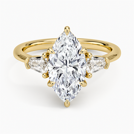 18K Yellow Gold Shield Cut Three Stone Diamond Ring (1/4 ct. tw.)