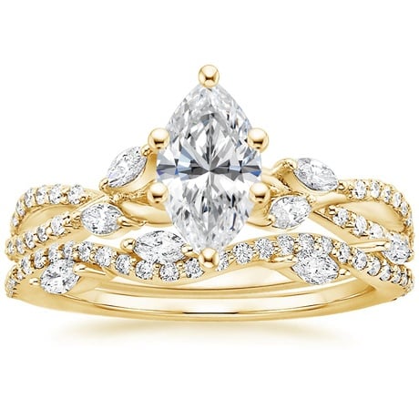 18K Yellow Gold Luxe Willow Diamond Ring (1/4 ct. tw.) with Luxe Winding Willow Diamond Ring (1/4 ct. tw.)