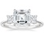 18K White Gold Princess Cut Three Stone Diamond Ring, smalltop view