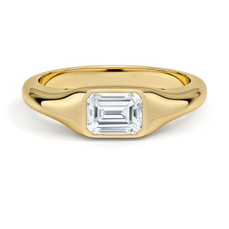 18K Yellow Gold East-West Bezel Solitaire Signet Ring