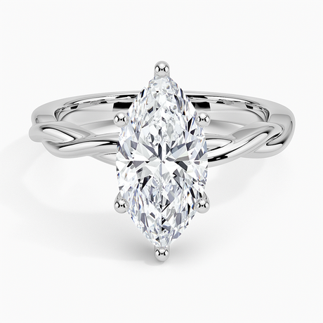 18K White Gold Twisted Vine Hidden Halo Diamond Ring