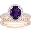 14K Rose Gold Luxe Sienna Halo Diamond Ring (3/4 ct. tw.) with Luxe Amelie Diamond Ring (1/2 ct. tw.)
