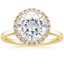 18K Yellow Gold Vienna Halo Diamond Ring, smalltop view