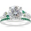 18K White Gold Arden Diamond Ring with Lab Emerald Accents with Luxe Ballad Emerald Ring