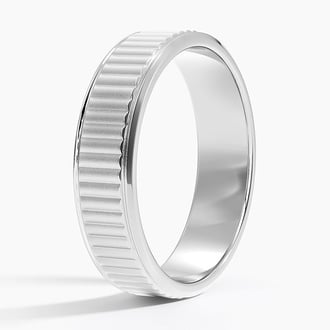Fluted Textured Wedding Ring in 18K White Gold