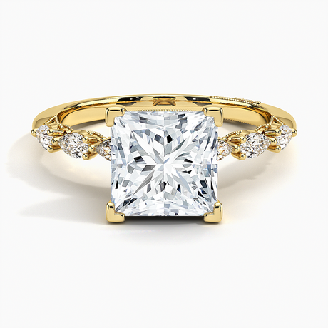 18K Yellow Gold Tacori Sculpted Crescent Pear Diamond Ring