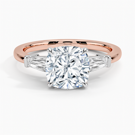 14K Rose Gold Mixed Metal Symphony Three Stone Diamond Ring
