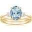 18KY Aquamarine Selene Diamond Ring (1/10 ct. tw.) with Petite Curved Wedding Ring, smalltop view