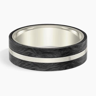 Avenue Black 7mm Wedding Ring in 18K White Gold