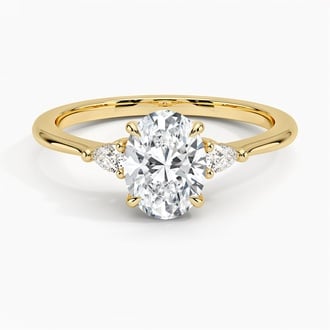 Aria Three Stone with 1ct Oval Certified Natural Diamond in 18K Yellow Gold