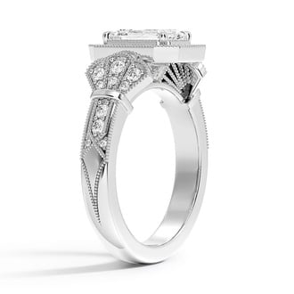 Custom Art Deco-Inspired Halo Diamond Ring