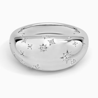 Aries Zodiac Constellation Diamond Dome Ring
