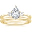 18K Yellow Gold Selene Diamond Ring (1/10 ct. tw.) with Petite Comfort Fit Wedding Ring