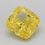 0.74 Ct. Fancy Vivid Yellow Cushion Lab Grown Diamond