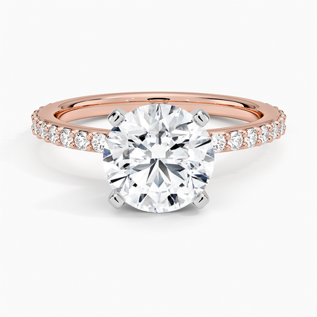 14K Rose Gold Petite Shared Prong Three-Quarter Coverage Diamond Ring (1/3 ct. tw.)