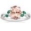 18K White Gold Willow Ring With Lab Emerald Accents, smalltop view