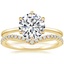 18K Yellow Gold Petite Esme Solitaire Ring with Flair Diamond Ring (1/6 ct. tw.)