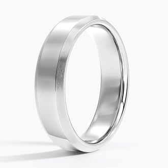 Brushed Edge Bevel 5.5mm Wedding Ring in Platinum