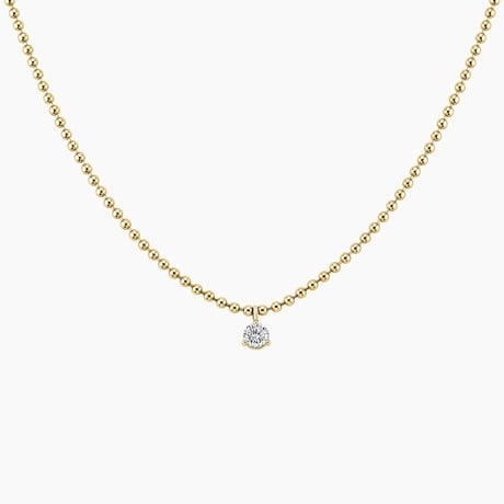Lab Diamond Solitaire Bead Chain Pendant (2/5 ct. tw.) in 14K Yellow Gold