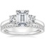 18K White Gold Petite Three Stone Trellis Diamond Ring (1/3 ct. tw.) with Luxe Ballad Diamond Ring (1/4 ct. tw.)