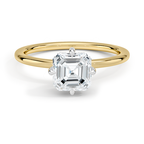 Adorned Mixed Metal Compass Prong Diamond Ring