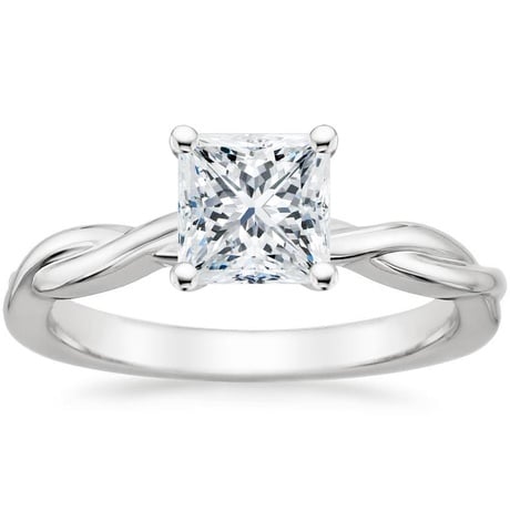 18K White Gold Twisted Vine Ring with Petite Twisted Vine Diamond Ring (1/8 ct. tw.)
