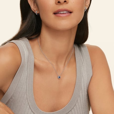 Sapphire Halo Diamond Pendant