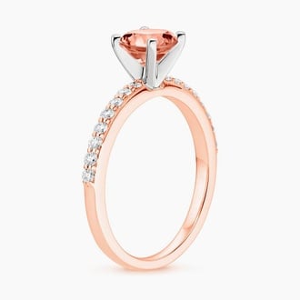 Petite Shared Prong Morganite and Lab Diamond Ring
