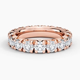 French Pavé Eternity Diamond Ring (4 ct. tw.) in 14K Rose Gold