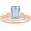 14KR Aquamarine Perfect Fit Three Stone Pear Diamond Ring with Luxe Ballad Diamond Ring, smalltop view