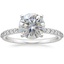 18K White Gold Petite Shared Prong Half Coverage Diamond Ring, smalltop view