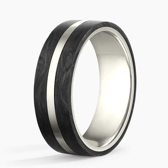 Avenue Black 7mm Wedding Ring in 18K White Gold