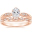 14K Rose Gold Peony Diamond Ring with Coronet Diamond Ring