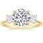18K Yellow Gold Princess Cut Three Stone Diamond Ring, smalltop view