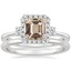 Platinum Selene Halo Diamond Ring (1/4 ct. tw.) with Petite Comfort Fit Wedding Ring