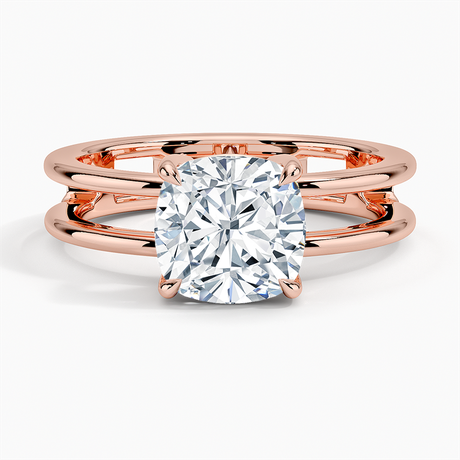 14K Rose Gold Aimee Open Double Band Solitaire Ring