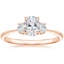 14K Rose Gold Sonata Three Stone Diamond Ring, smalltop view
