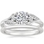 18K White Gold Jasmine Diamond Ring with Petite Comfort Fit Wedding Ring