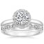 18K White Gold Halo Diamond Ring (1/6 ct. tw.) with Tiara Diamond Ring (1/10 ct. tw.)