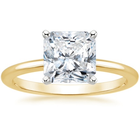 18K Yellow Gold Four-Prong Petite Comfort Fit Ring with Whisper Eternity Diamond Ring