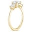 18K Yellow Gold Princess Cut Three Stone Diamond Ring, smallside view