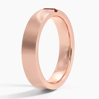 Apollo Garnet 4.5mm Wedding Ring in 14K Rose Gold