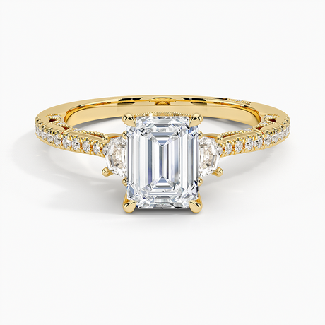 Tacori Lunetta Crescent Pavé Three Stone Diamond Ring