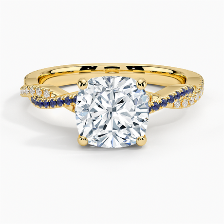 18K Yellow Gold Petite Luxe Twisted Vine Sapphire and Diamond Ring (1/8 ct. tw.)