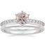 18K White Gold Six Prong Petite Shared Prong Diamond Ring (1/4 ct. tw.) with Petite Comfort Fit Wedding Ring