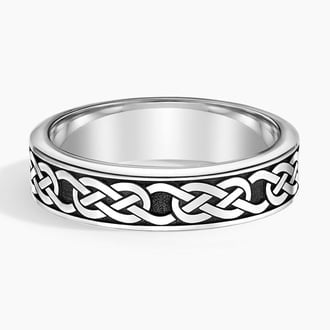 Black Rhodium Celtic Eternity Knot 6mm Wedding Ring in 18K White Gold