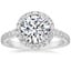 18K White Gold Sienna Halo Half Coverage Diamond Ring, smalltop view